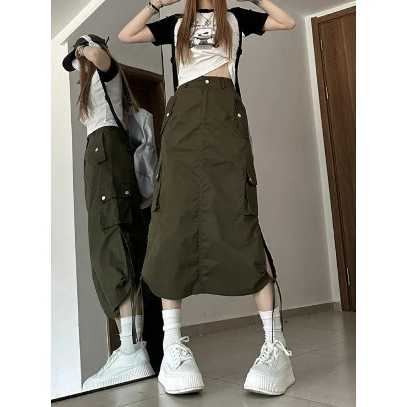 Toleet skirt outfits American Retro Hot Girl Split Skirt Workwear Style Skirt Women's Summer New High Waist Word Mid-Length Skirt