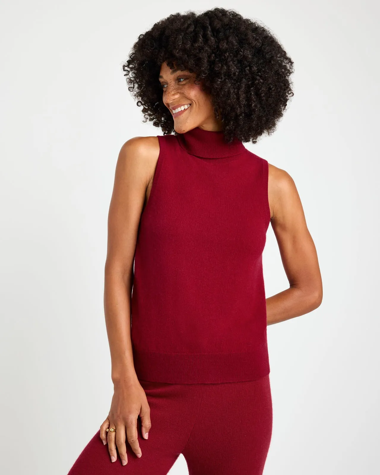 Tori Cashmere Turtleneck Tank