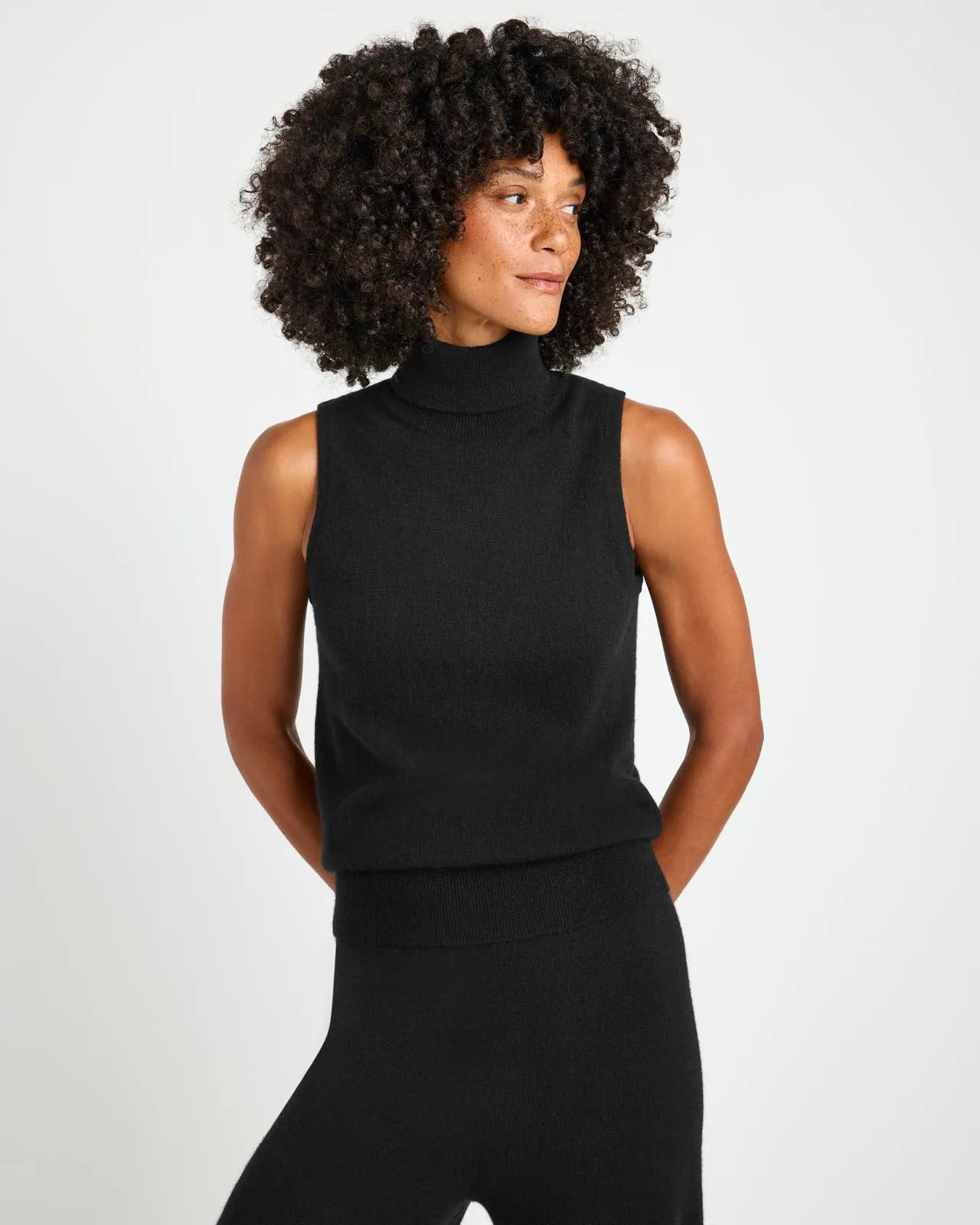 Tori Cashmere Turtleneck Tank