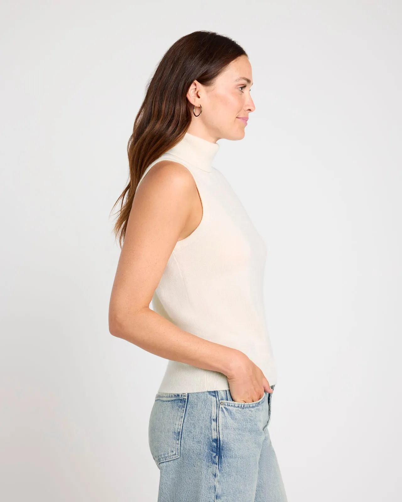 Tori Cashmere Turtleneck Tank