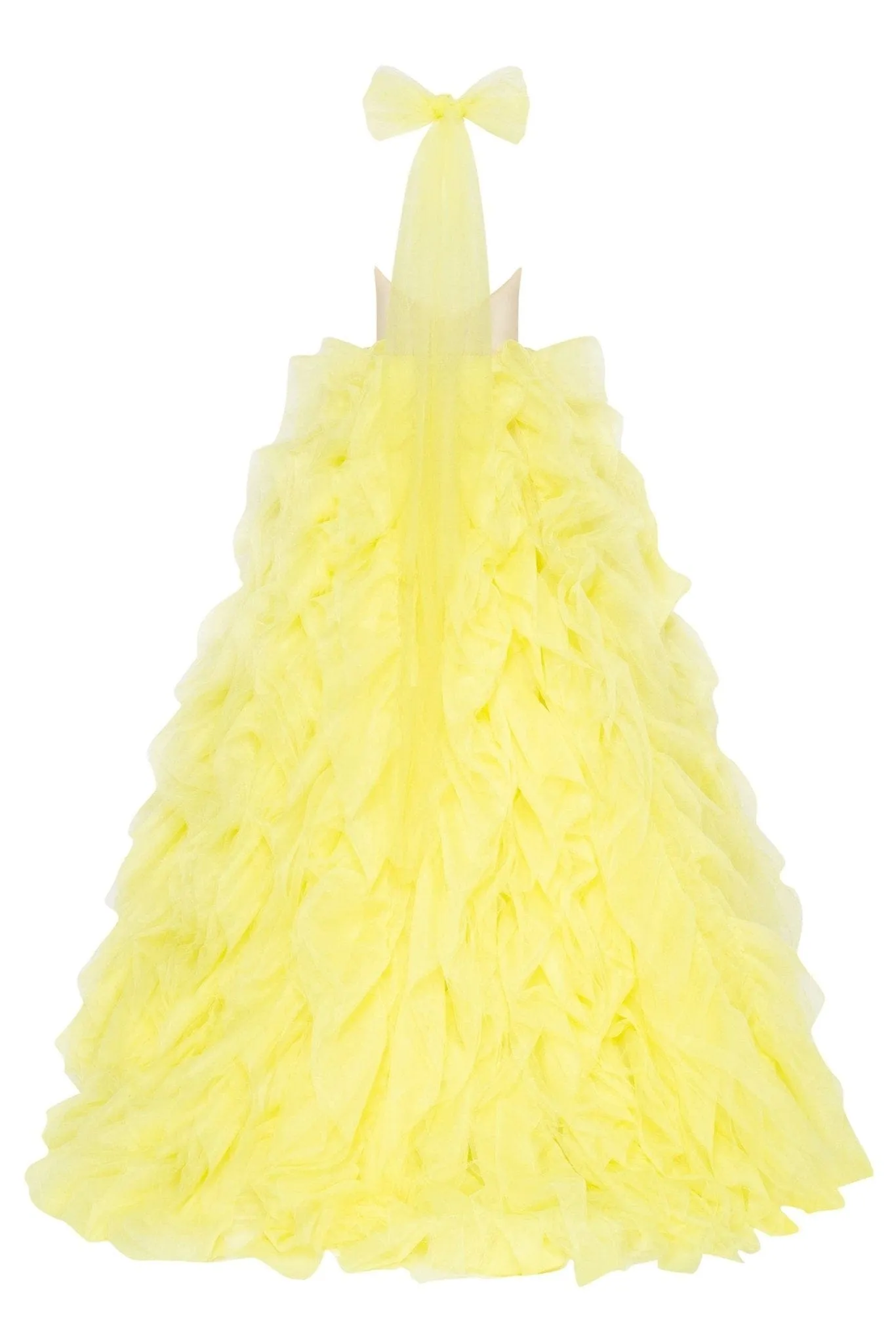 Turtleneck festive yellow evening gown