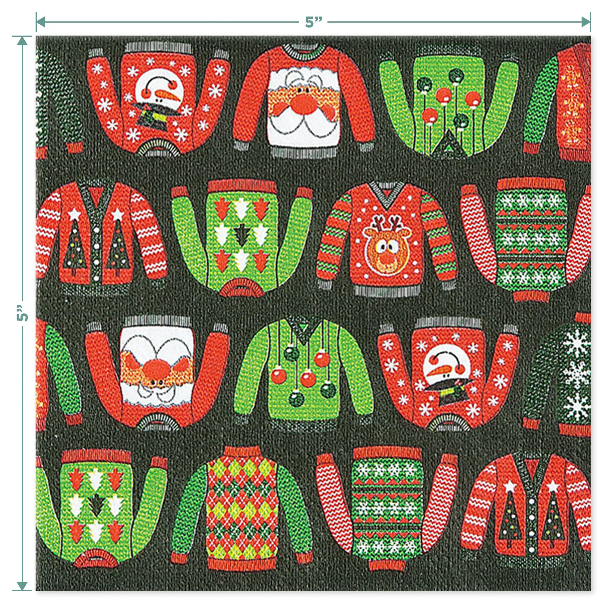 Ugly Sweater Christmas Party Supplies - 4 Sets (Serves 16 Count of Each Design, 64 Total)