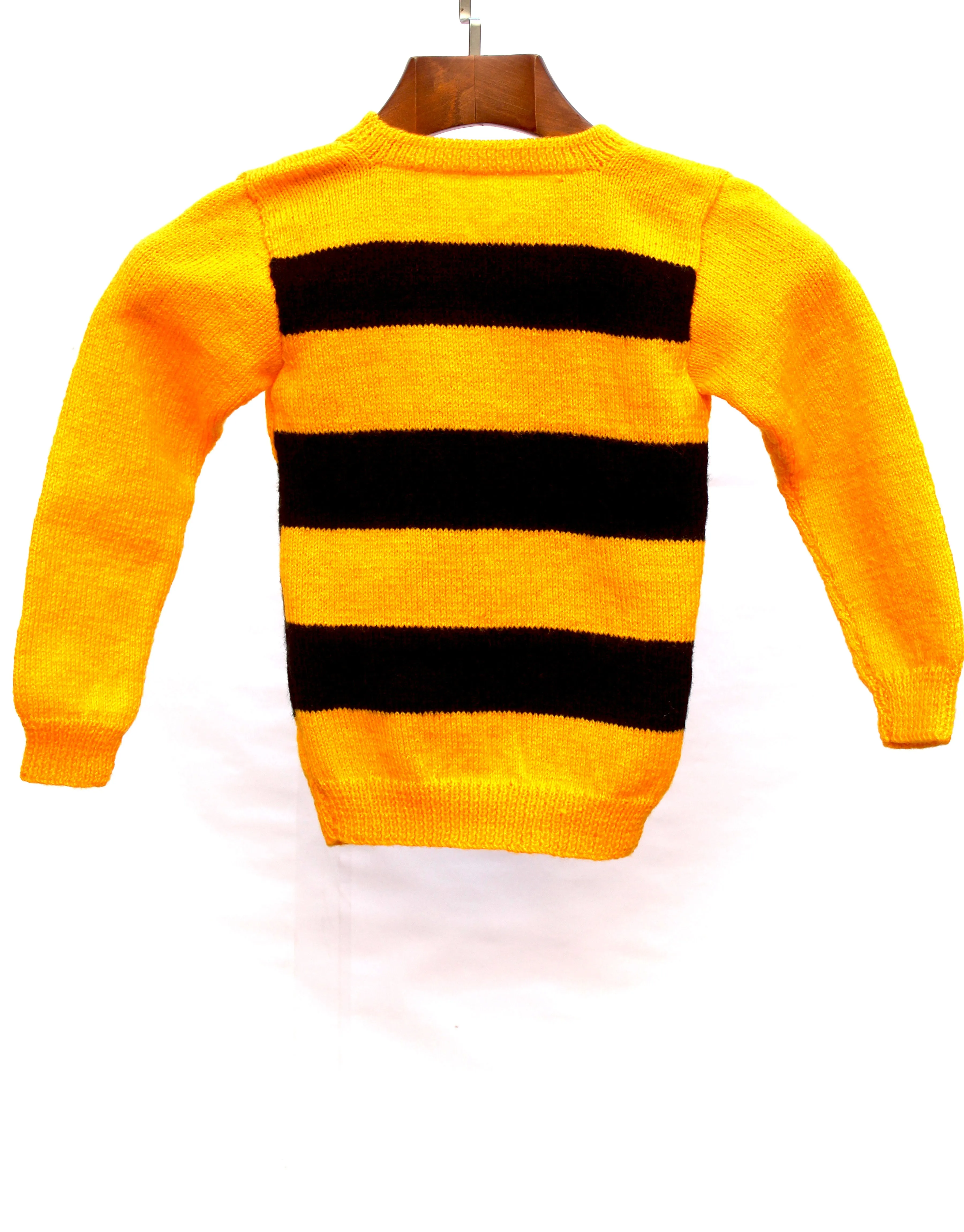 Unique Graminarts Style Handmade Knitting V- Neck Sweater For Baby Boy- Yellow & Black