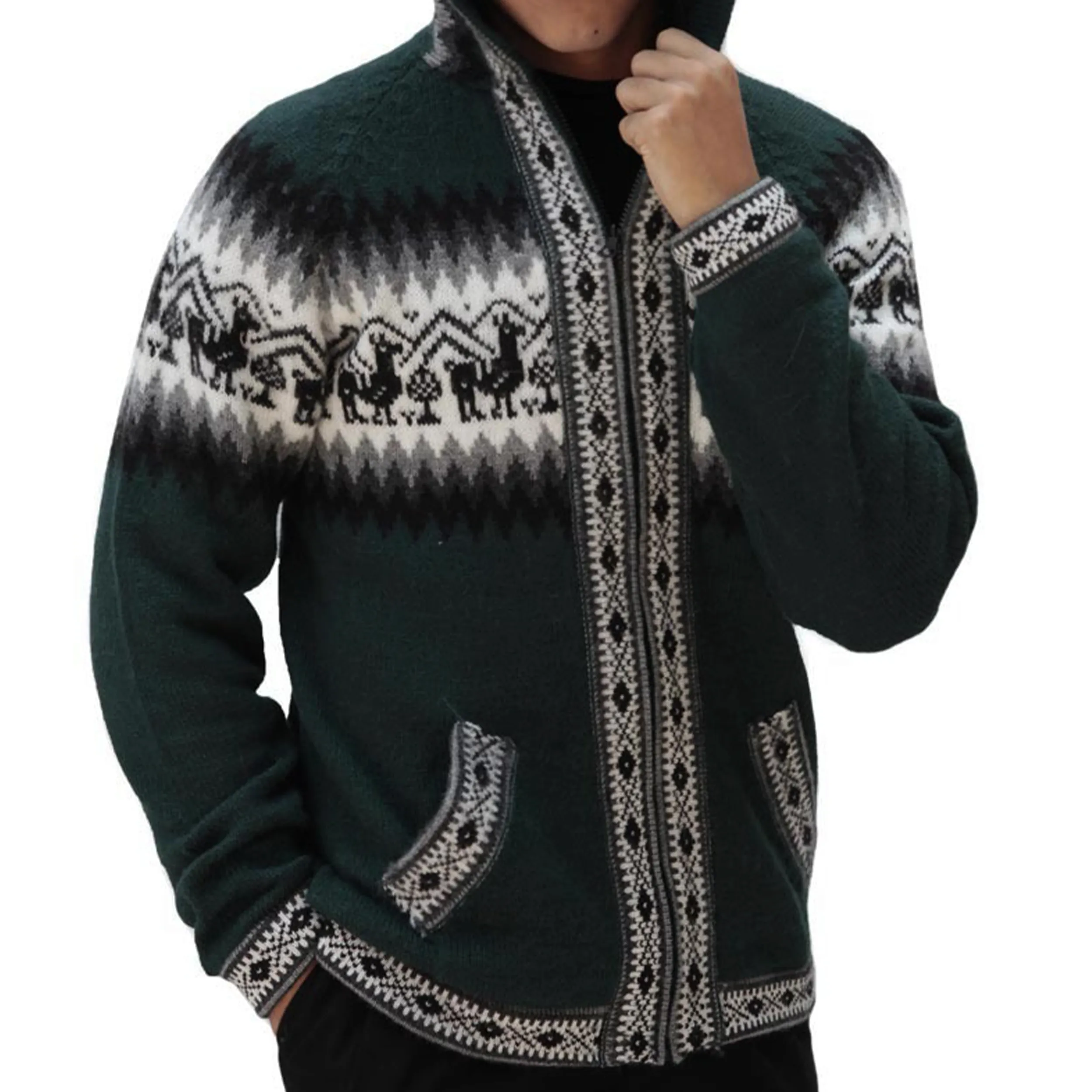 Unisex Dark Green Alpaca Sweater