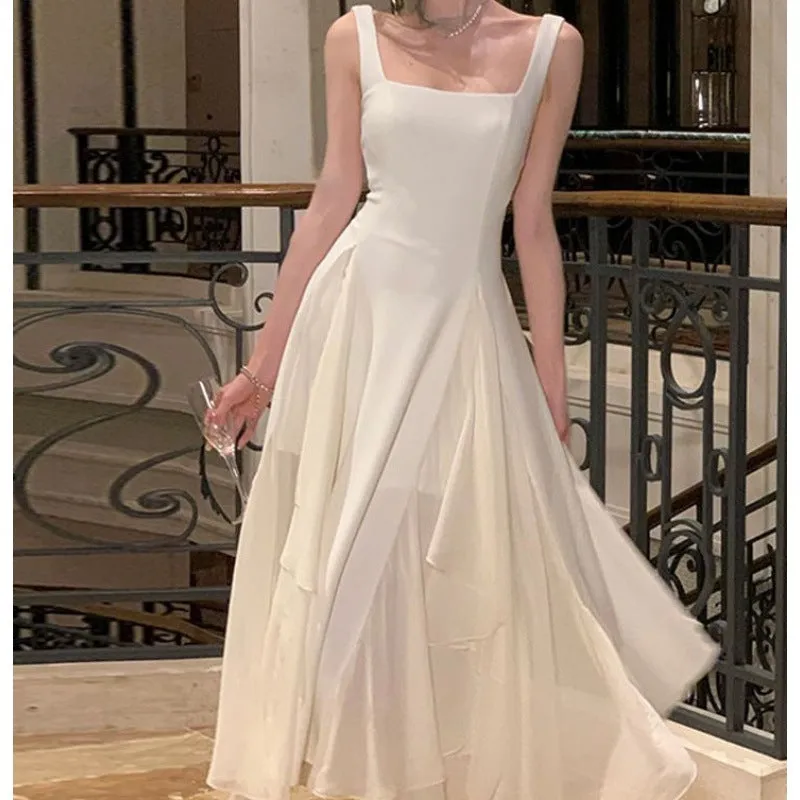 Uniwim prom dresses White Sling Dress Female 2024 Design Ballet Long Skirt Temperament Gentle Style Female