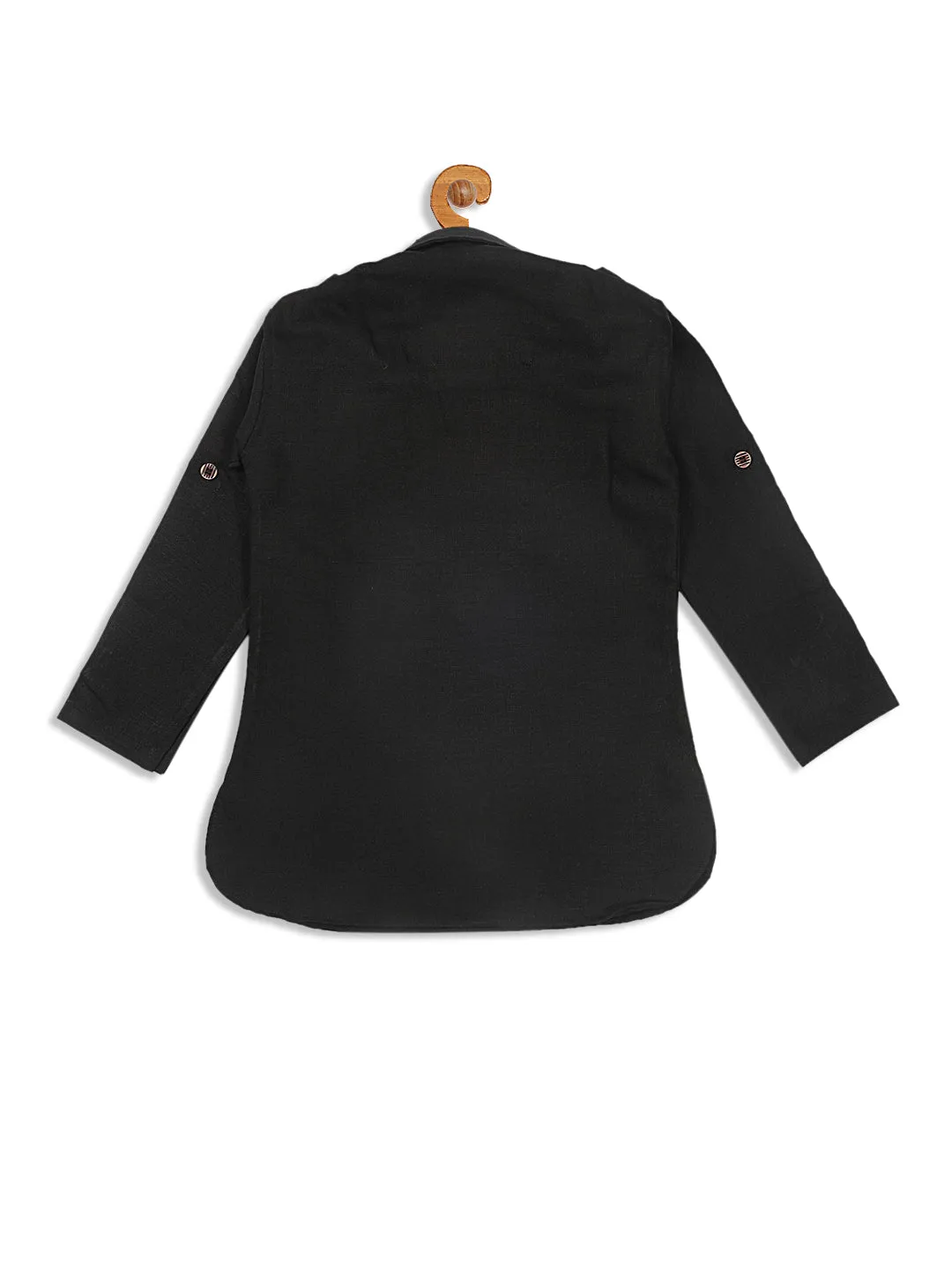 VASTRAMAY Boy's Black Pathani Kurta