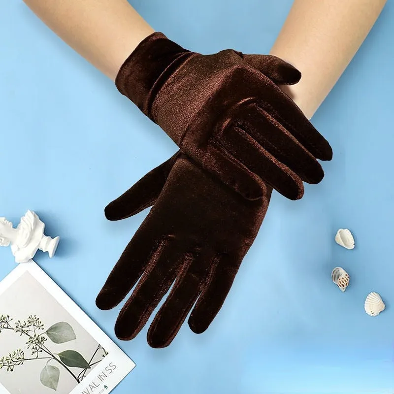 Velvet Chic Gloves - Cold Weather Gloves with Soft, Warm, Split Fingers, Elastic, Coldproof, and Decorative Design for Autumn and Winter - Perfect for Party Etiquette and Outdoor Activities