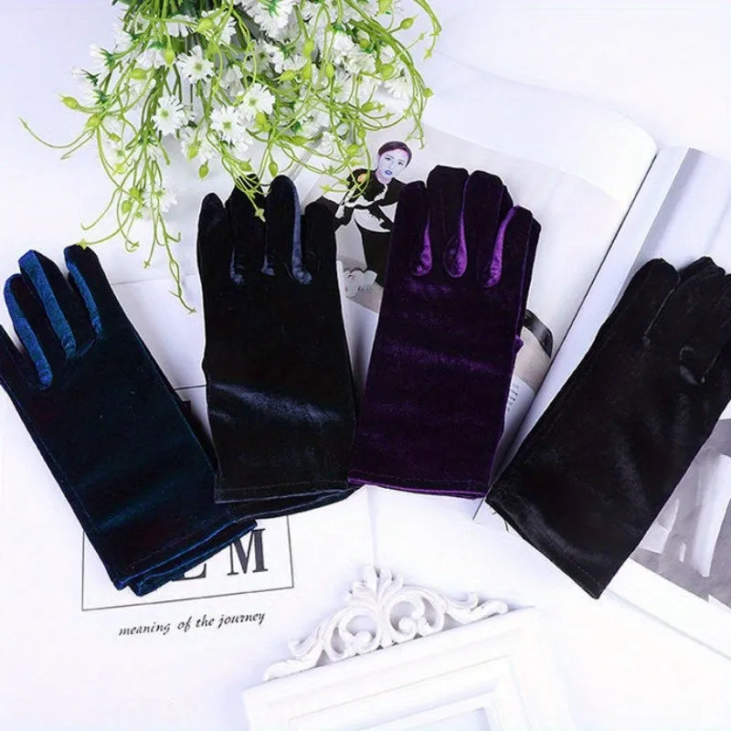 Velvet Chic Gloves - Cold Weather Gloves with Soft, Warm, Split Fingers, Elastic, Coldproof, and Decorative Design for Autumn and Winter - Perfect for Party Etiquette and Outdoor Activities