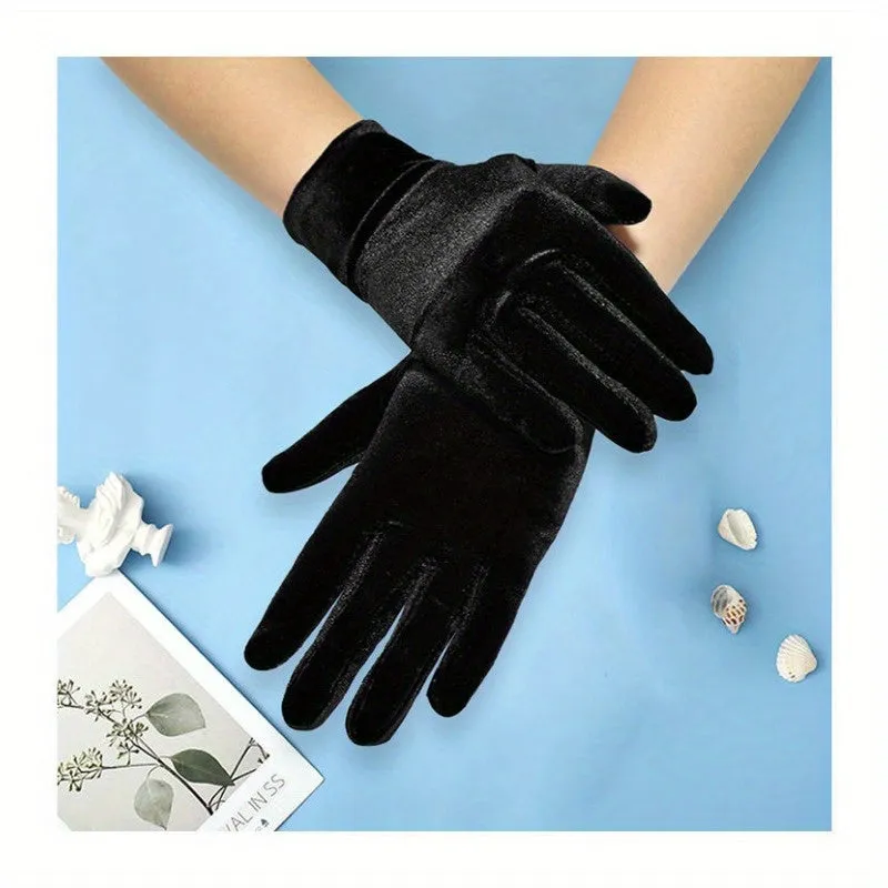 Velvet Chic Gloves - Cold Weather Gloves with Soft, Warm, Split Fingers, Elastic, Coldproof, and Decorative Design for Autumn and Winter - Perfect for Party Etiquette and Outdoor Activities