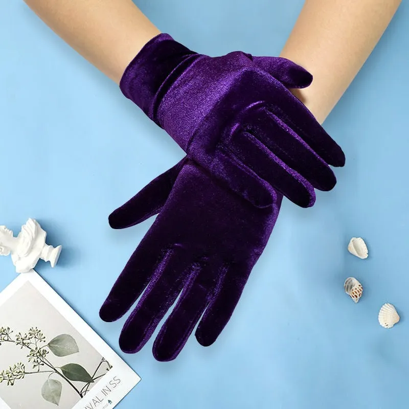 Velvet Chic Gloves - Cold Weather Gloves with Soft, Warm, Split Fingers, Elastic, Coldproof, and Decorative Design for Autumn and Winter - Perfect for Party Etiquette and Outdoor Activities