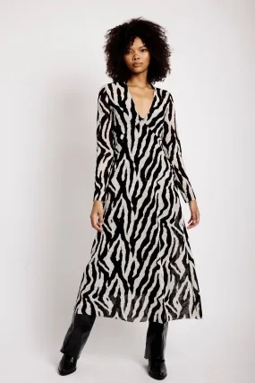 Velvet Mesh Dress in Mono Zebra