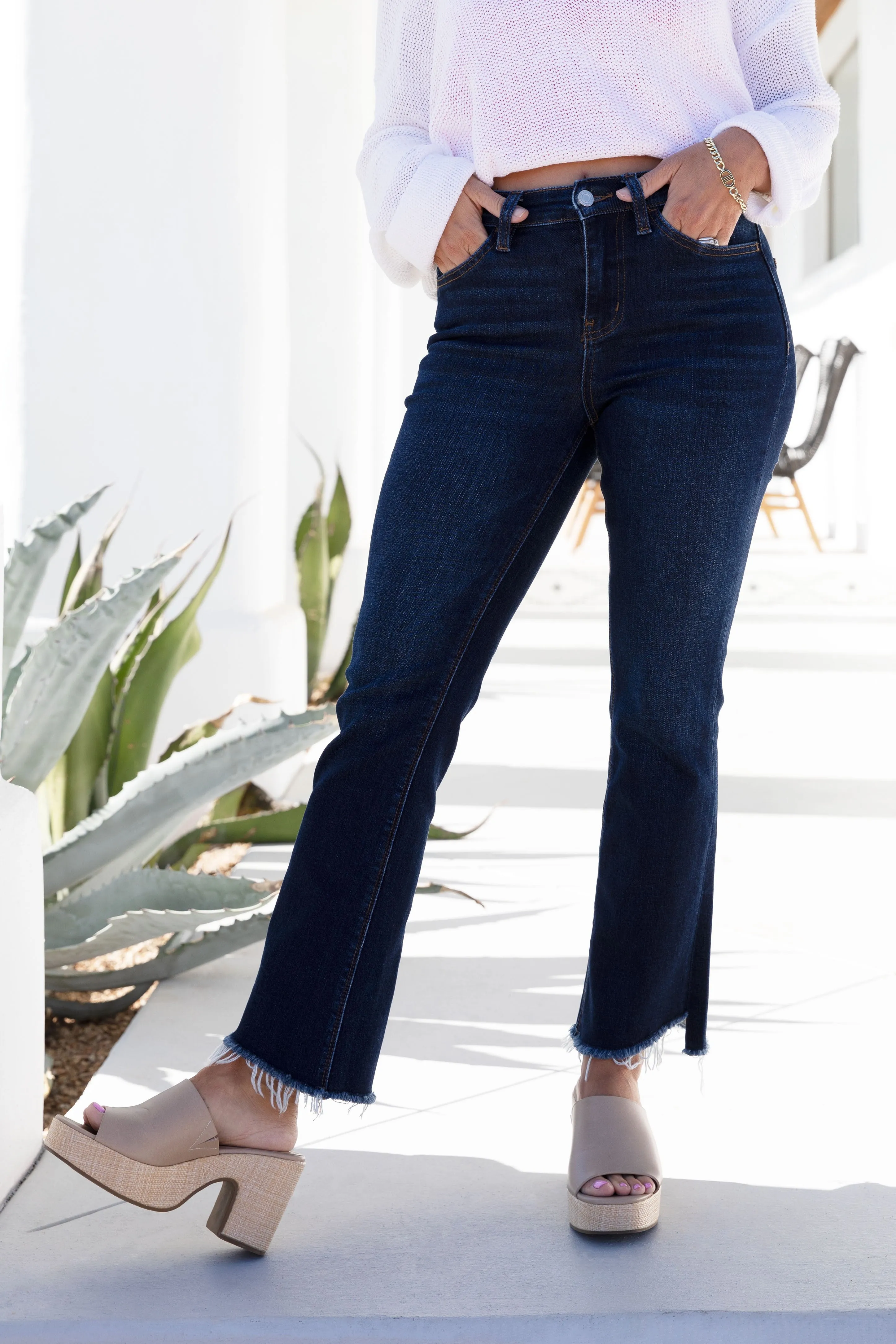 Vervet Blue Bella High-Rise Crop Flare Denim