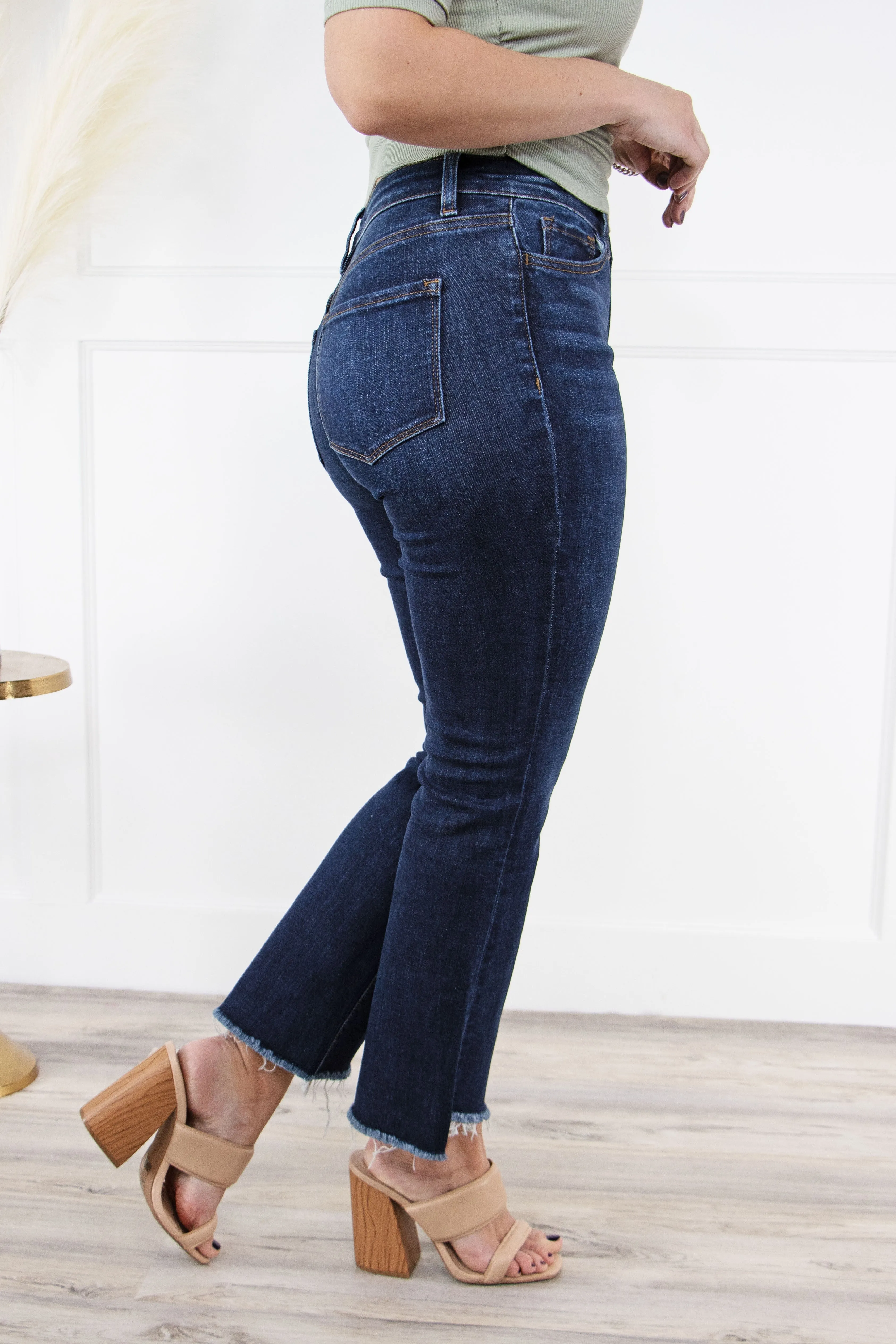 Vervet Blue Bella High-Rise Crop Flare Denim