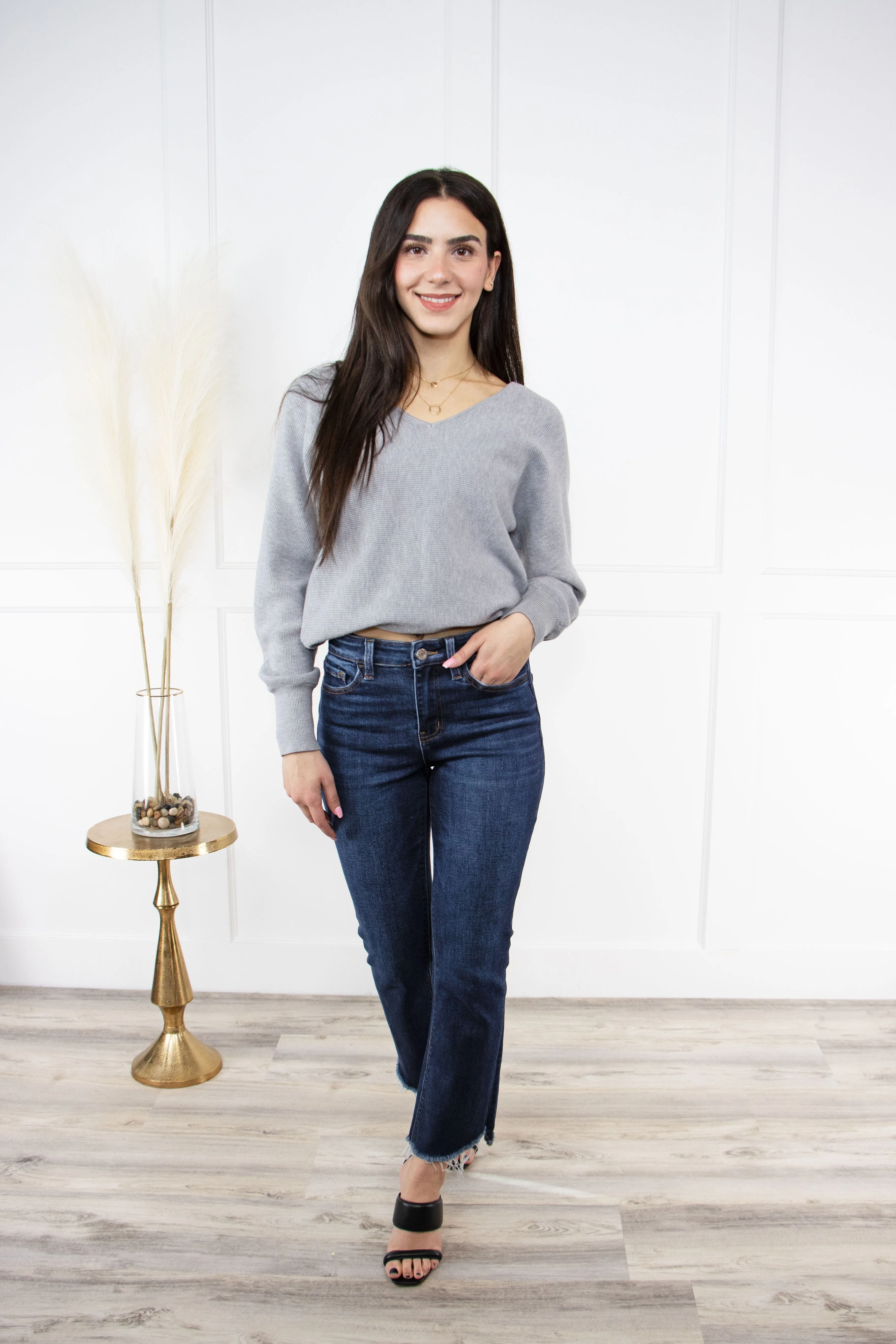 Vervet Blue Bella High-Rise Crop Flare Denim