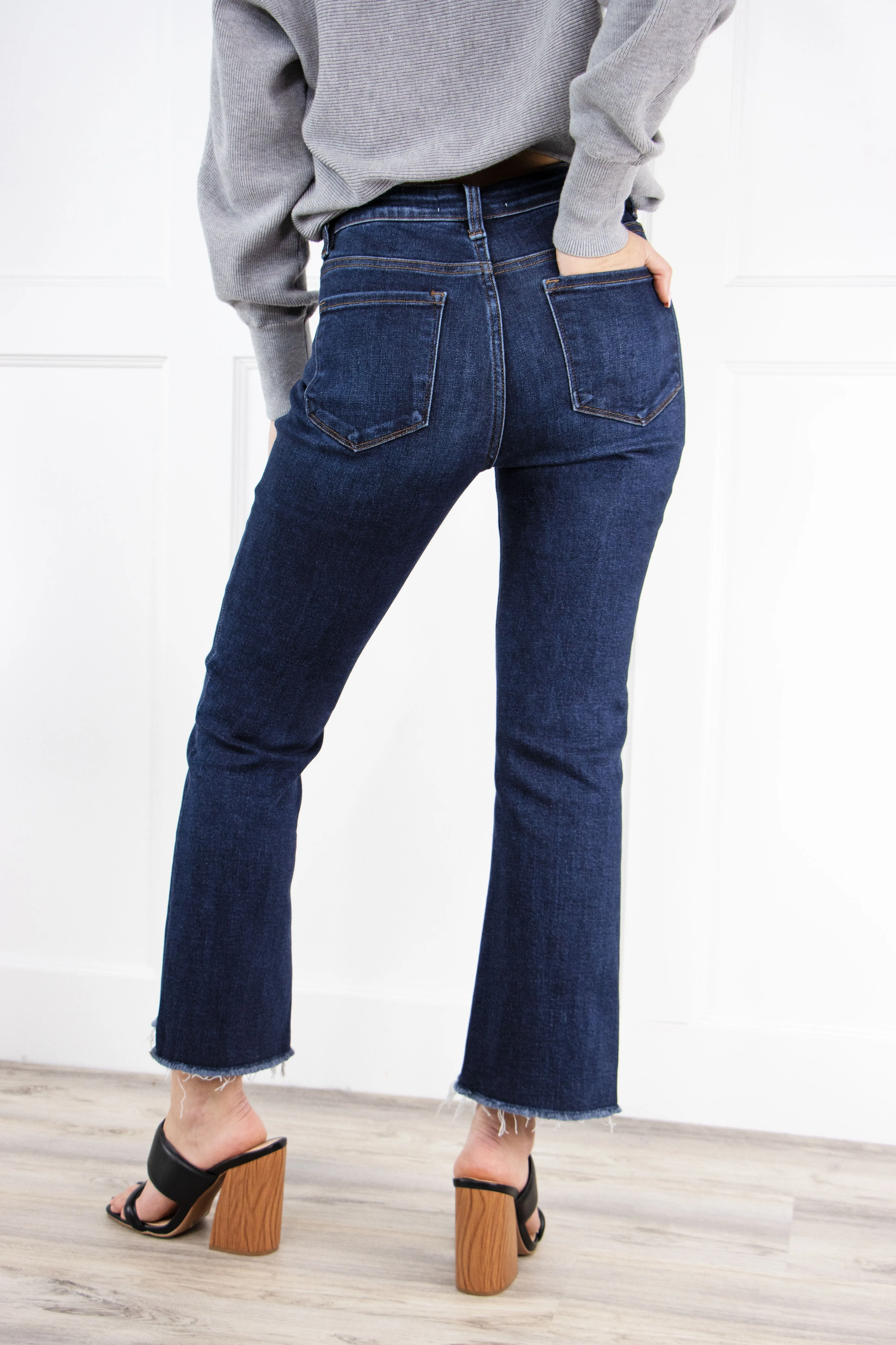 Vervet Blue Bella High-Rise Crop Flare Denim