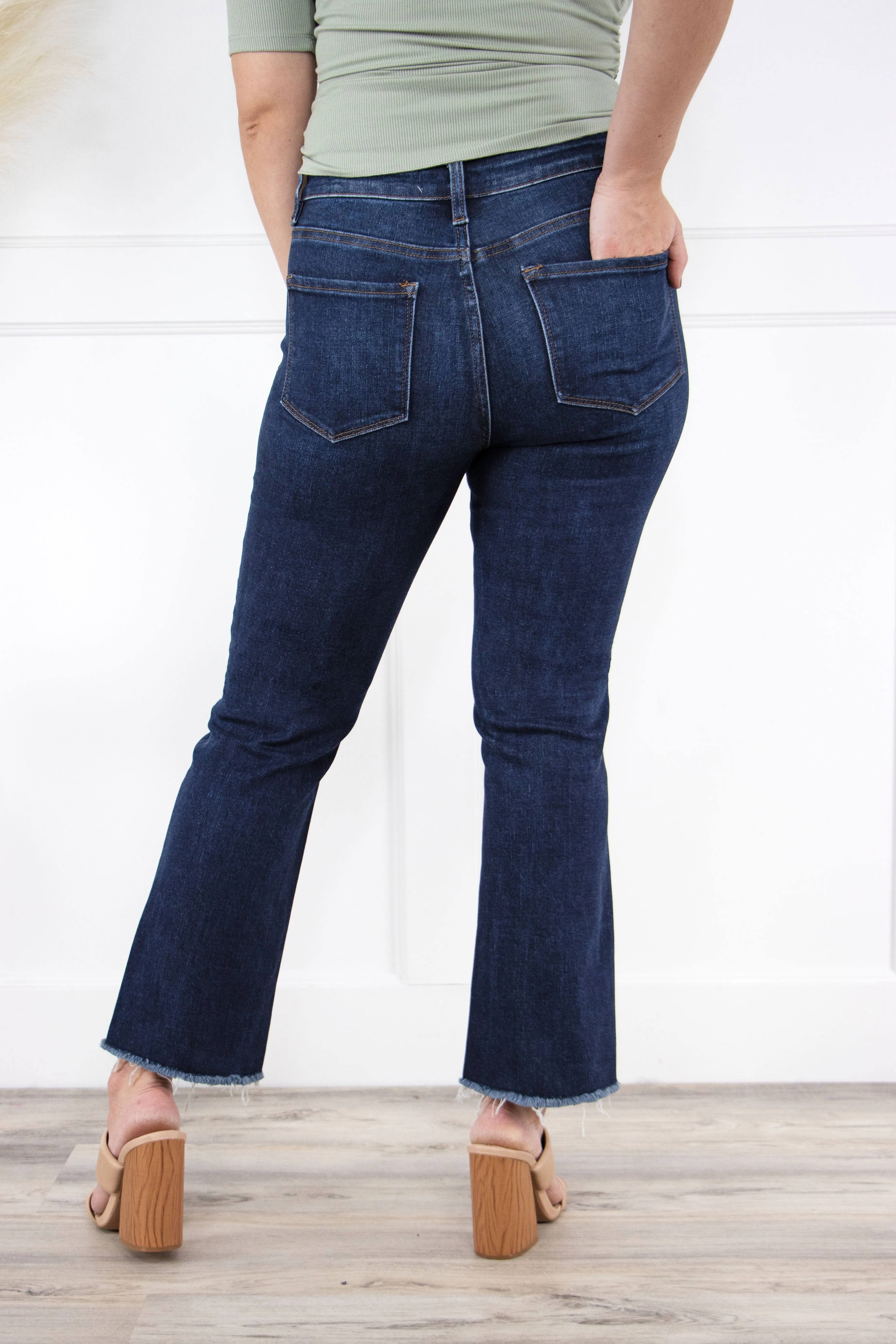 Vervet Blue Bella High-Rise Crop Flare Denim