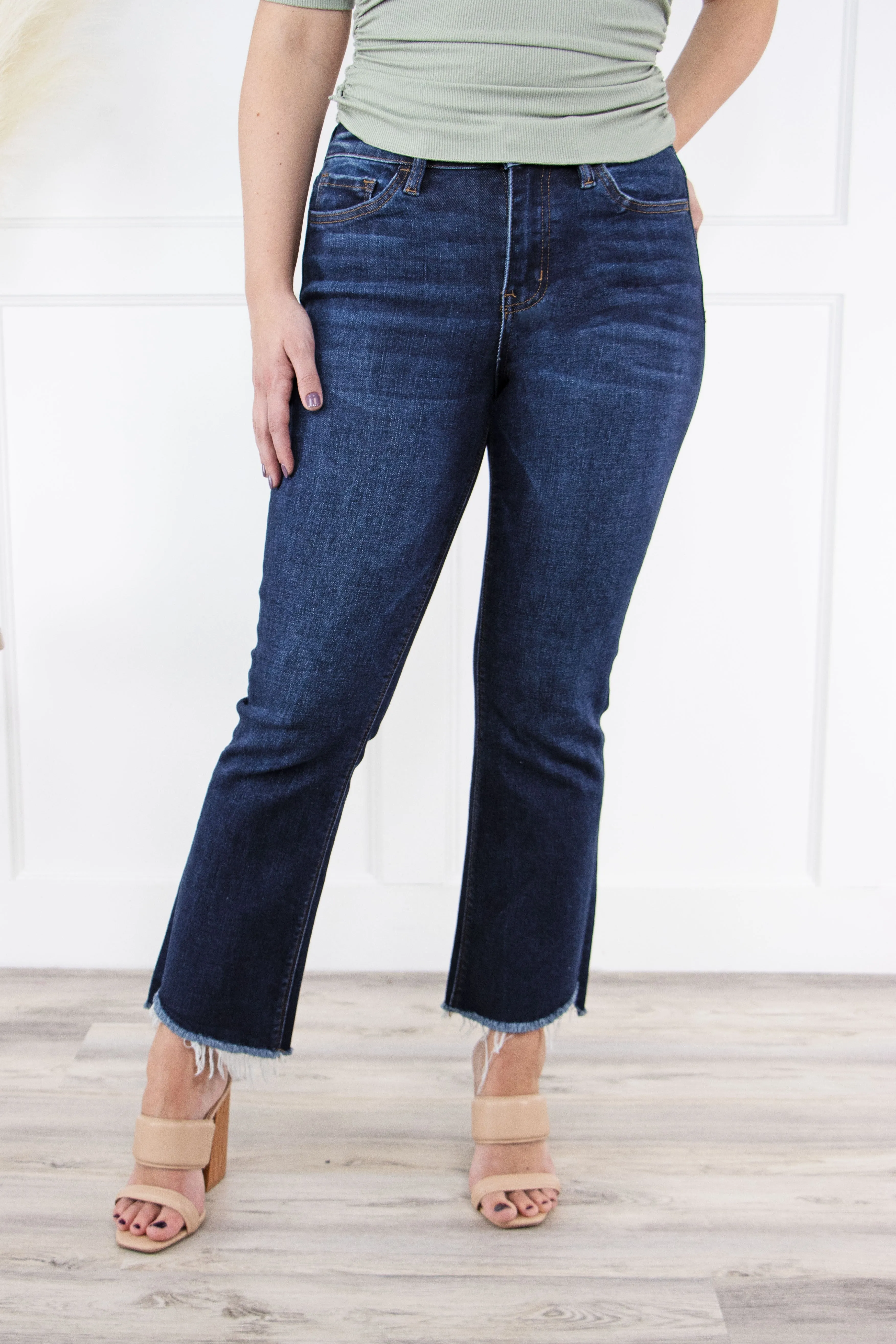 Vervet Blue Bella High-Rise Crop Flare Denim