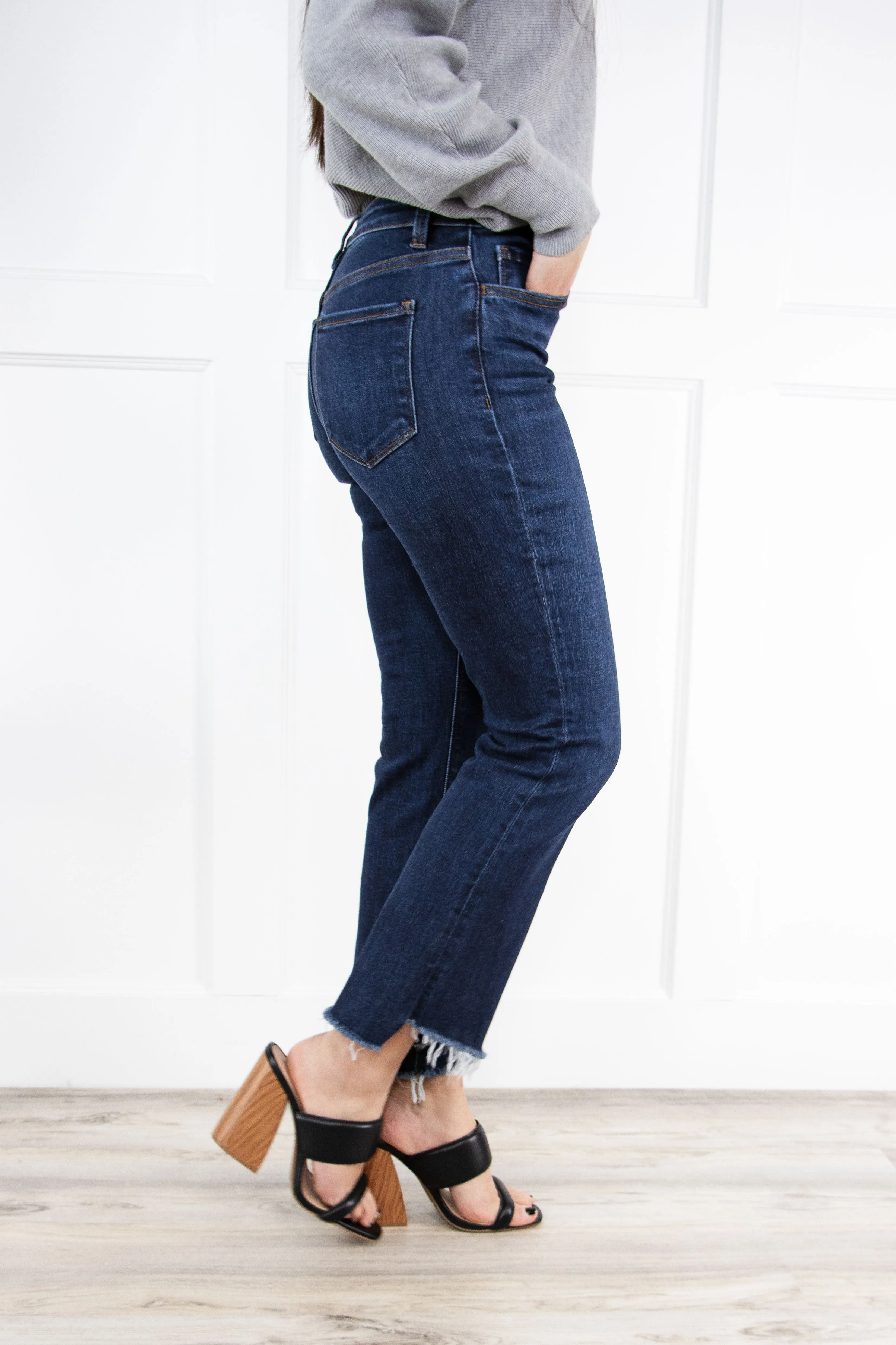 Vervet Blue Bella High-Rise Crop Flare Denim