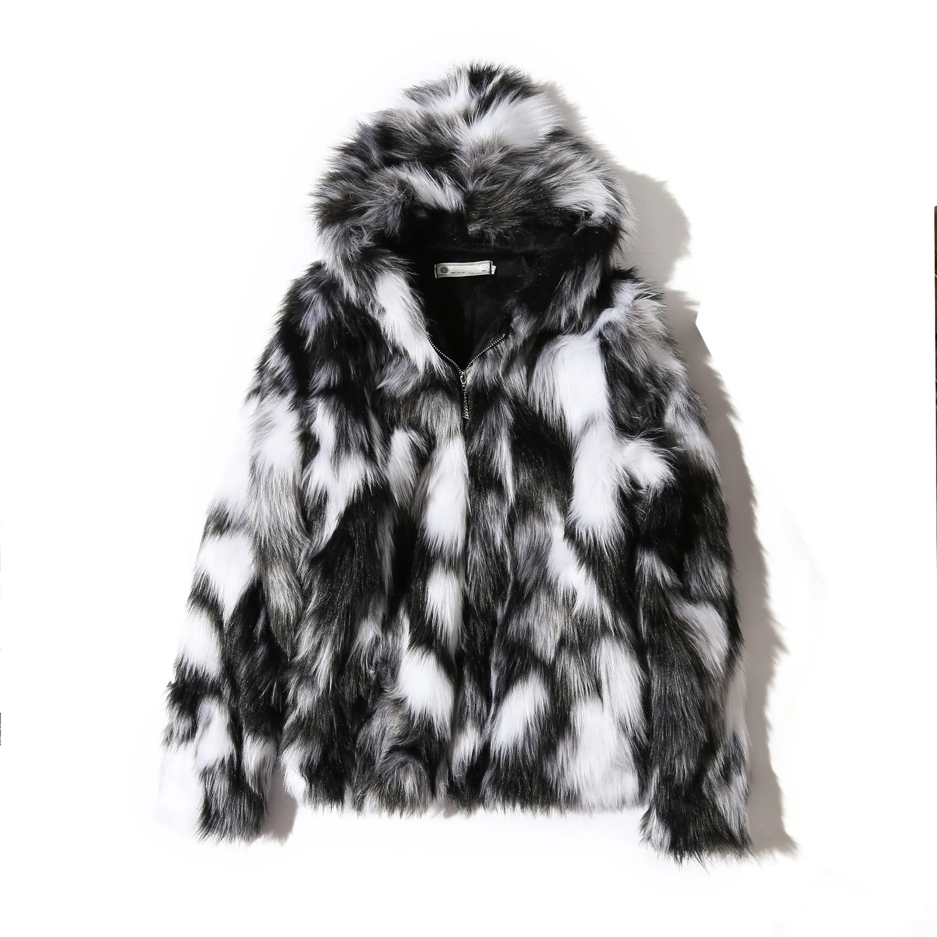 Warm Faux Fur Coat Hooded Fleece Lined Jacket Zip Parka for Men | B288-MJ046