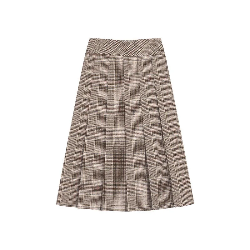 Wenkouban 2000s fashion Christmas outfits Plaid Pleated Skirt Women's Winter New High Waist A- line Skirt