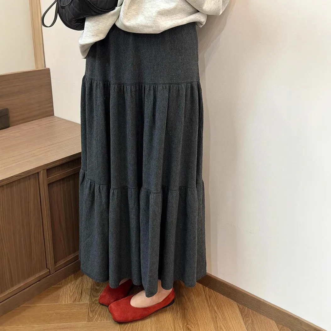 Wenkouban guys in skirts Draping Knitted Bubble Pleated Skirt Women's Autumn Solid Color over-the-Knee Long Cake Skirt Casual Umbrella Skirt