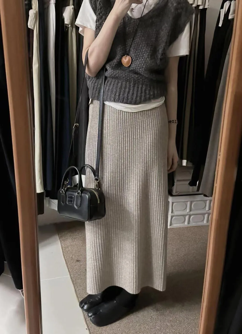 Wenkouban long sweater dress outfit Black Friday Cyber Monday Christmas Knitted Skirt Autumn and Winter Women's Mid-Length Sheath Split One-Step Skirt High Waist Wool Loose Thick Straight Skirt