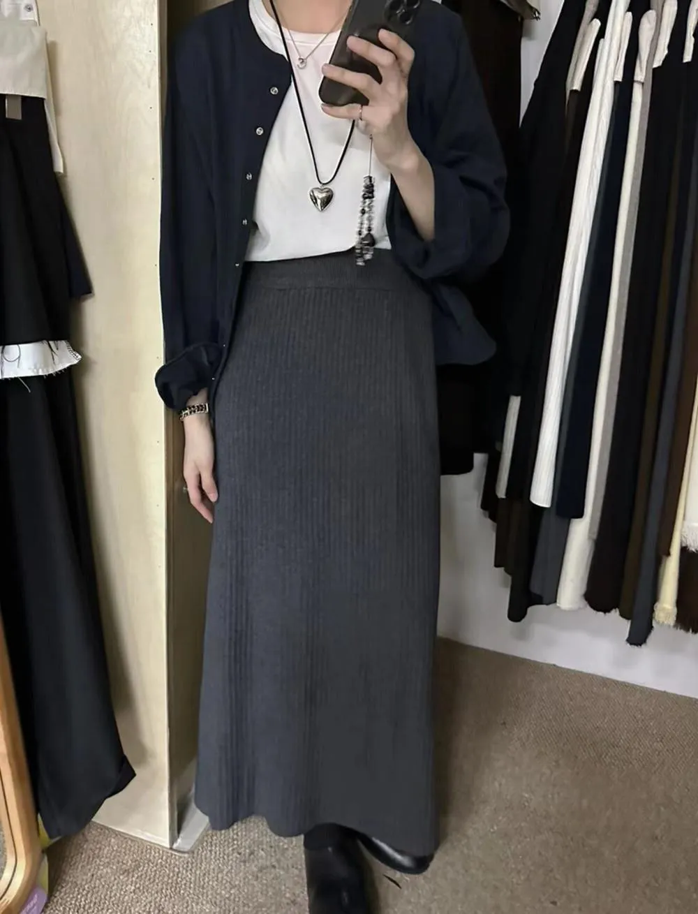 Wenkouban long sweater dress outfit Black Friday Cyber Monday Christmas Knitted Skirt Autumn and Winter Women's Mid-Length Sheath Split One-Step Skirt High Waist Wool Loose Thick Straight Skirt