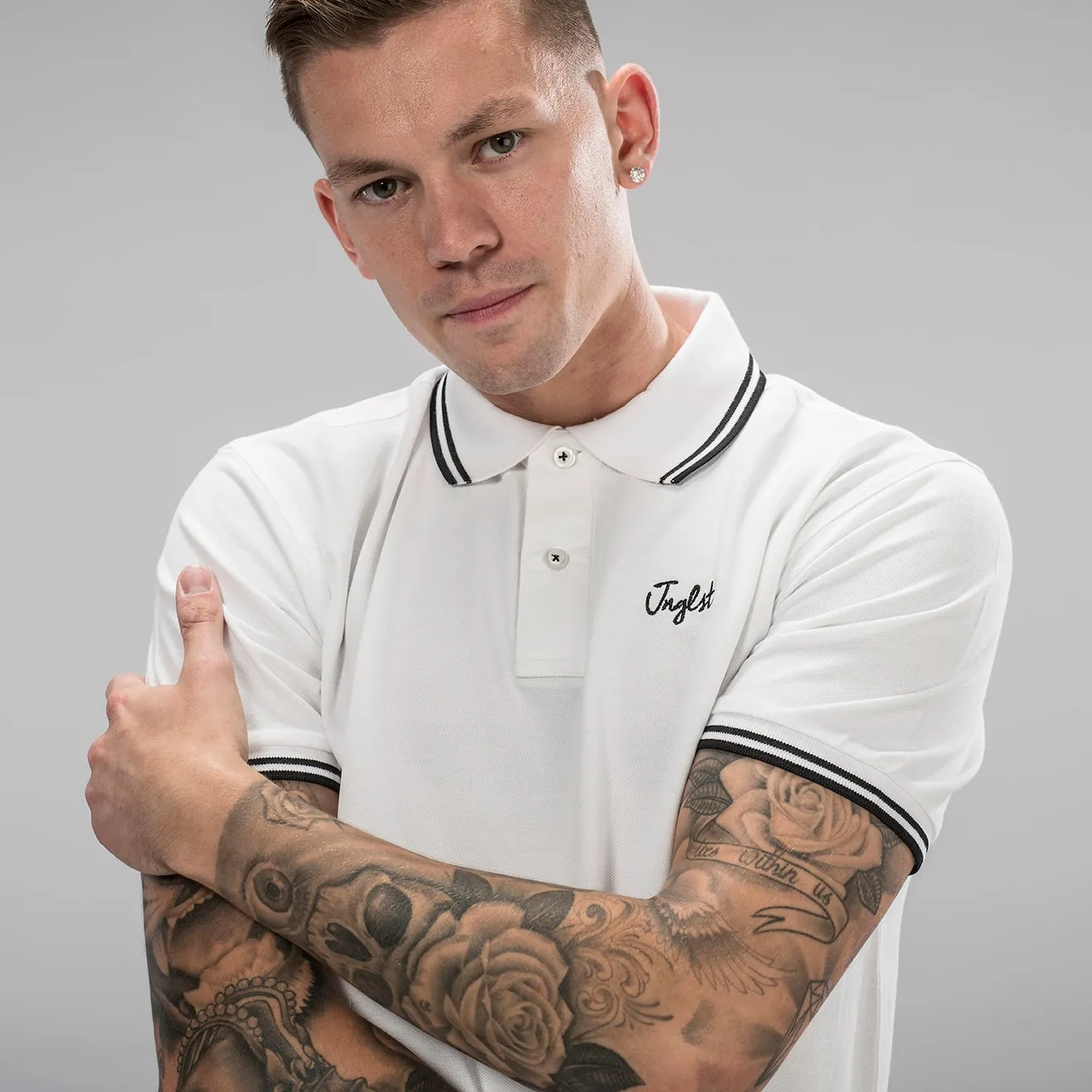 White Jnglst Polo Shirt with Black Detailing