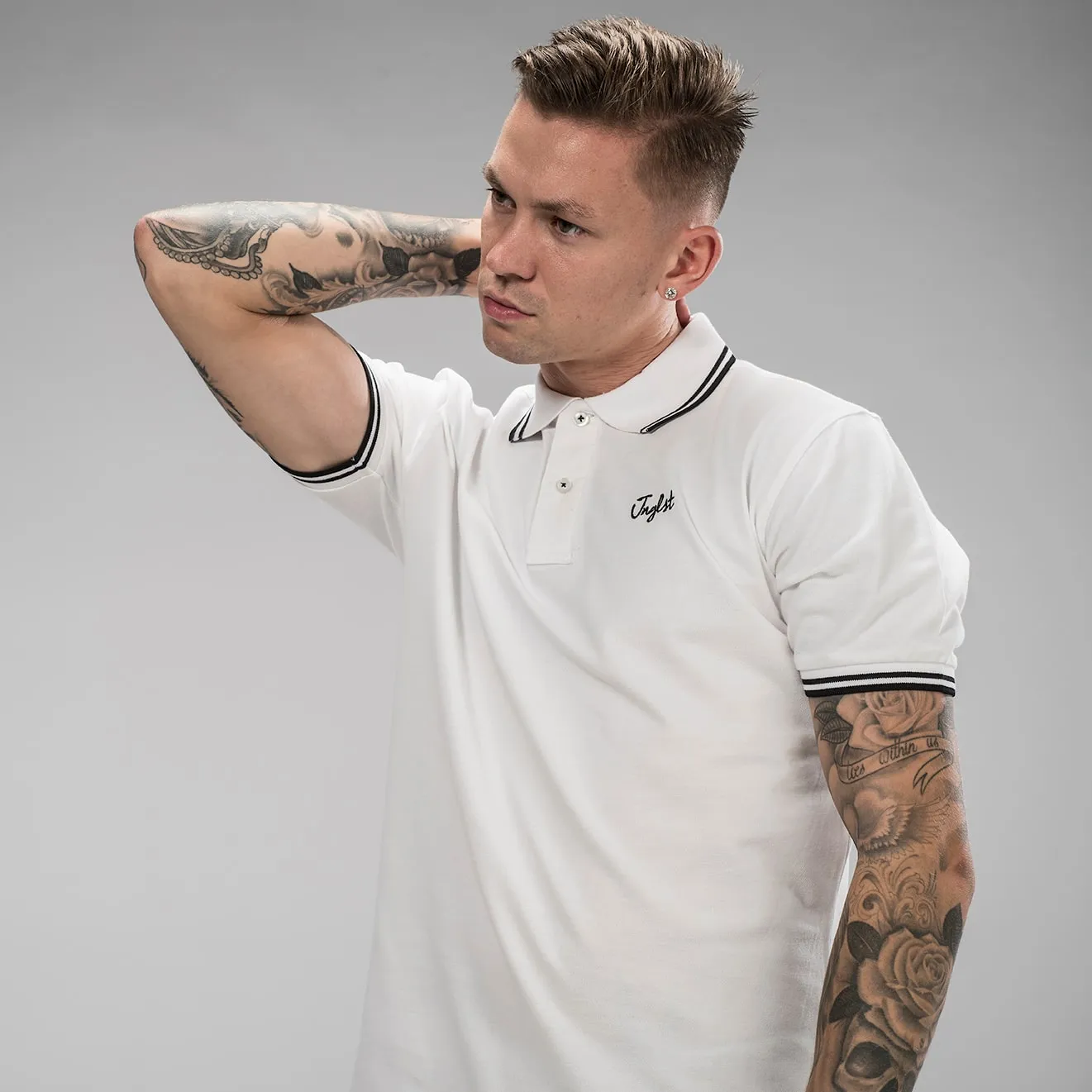 White Jnglst Polo Shirt with Black Detailing