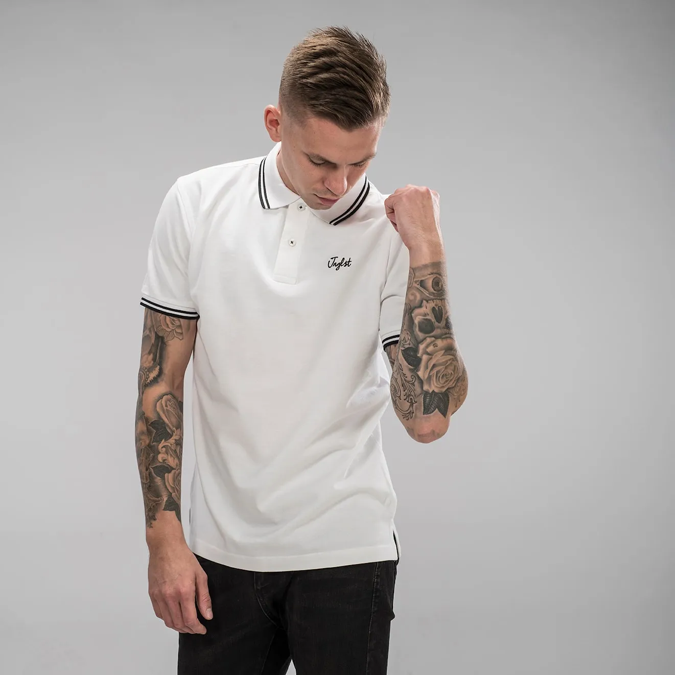 White Jnglst Polo Shirt with Black Detailing