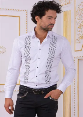 White "Front Panel" Rhinestone Shirt