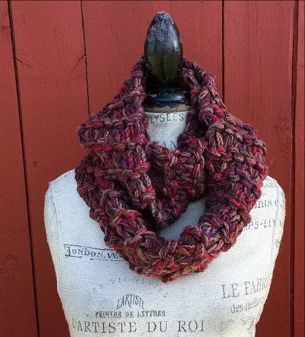 Wine Tweed Infinity Scarf