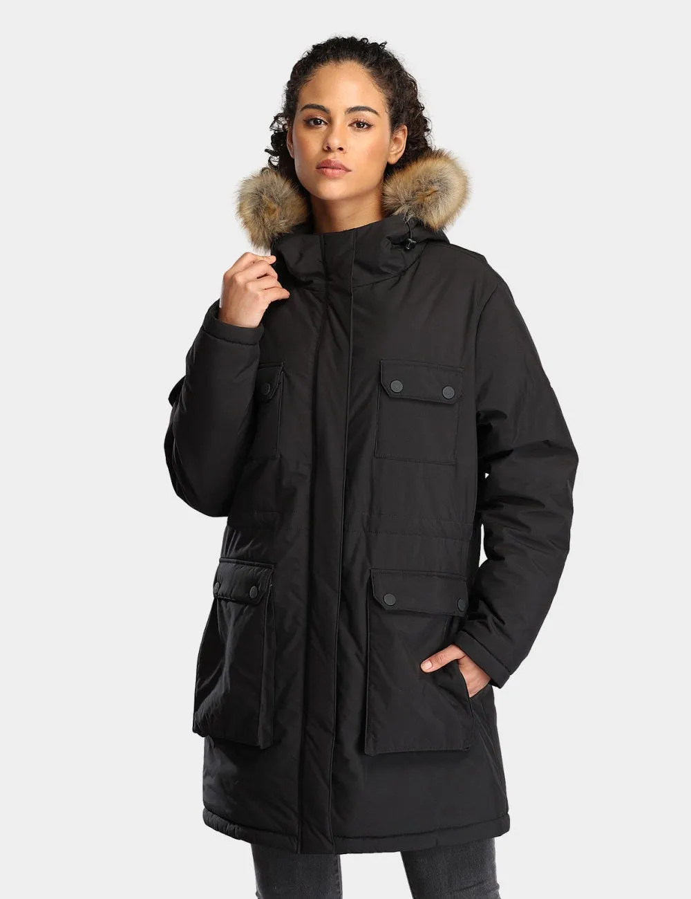 Women's Heated Thermolite® Parka - Black/Olive Green/Red