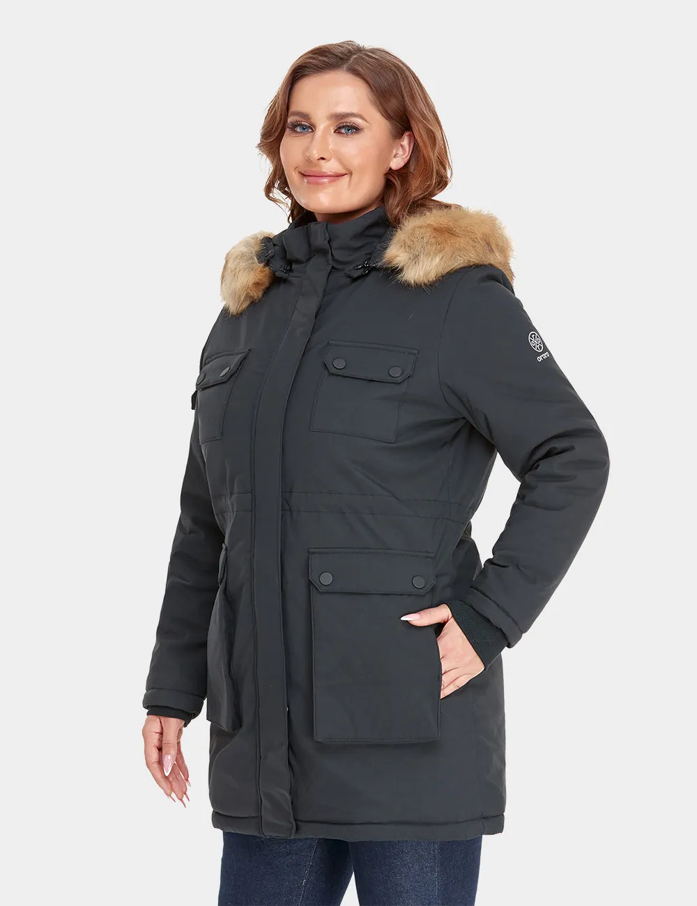 Women's Heated Thermolite® Parka - Black/Olive Green/Red