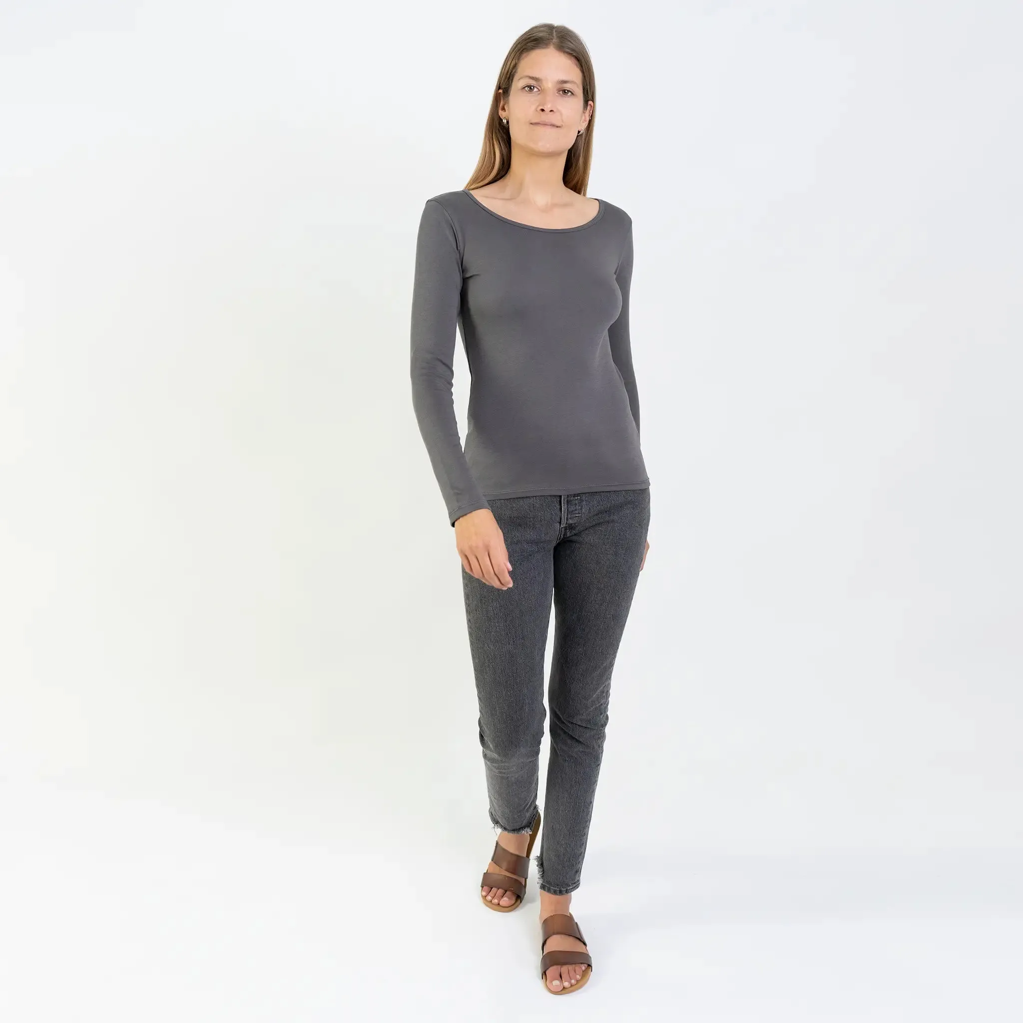 Women's Organic Pima Cotton Scoop Neck Long Sleeve