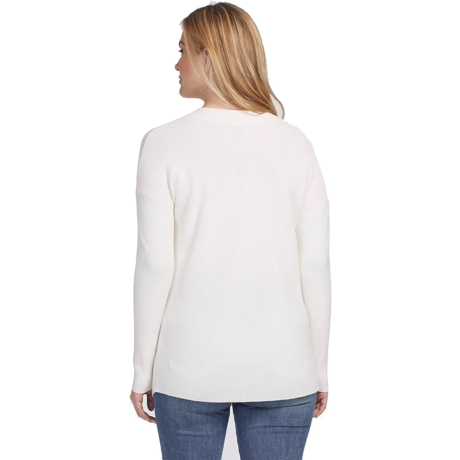 Women's Tribal V-Neck Sweater Cream