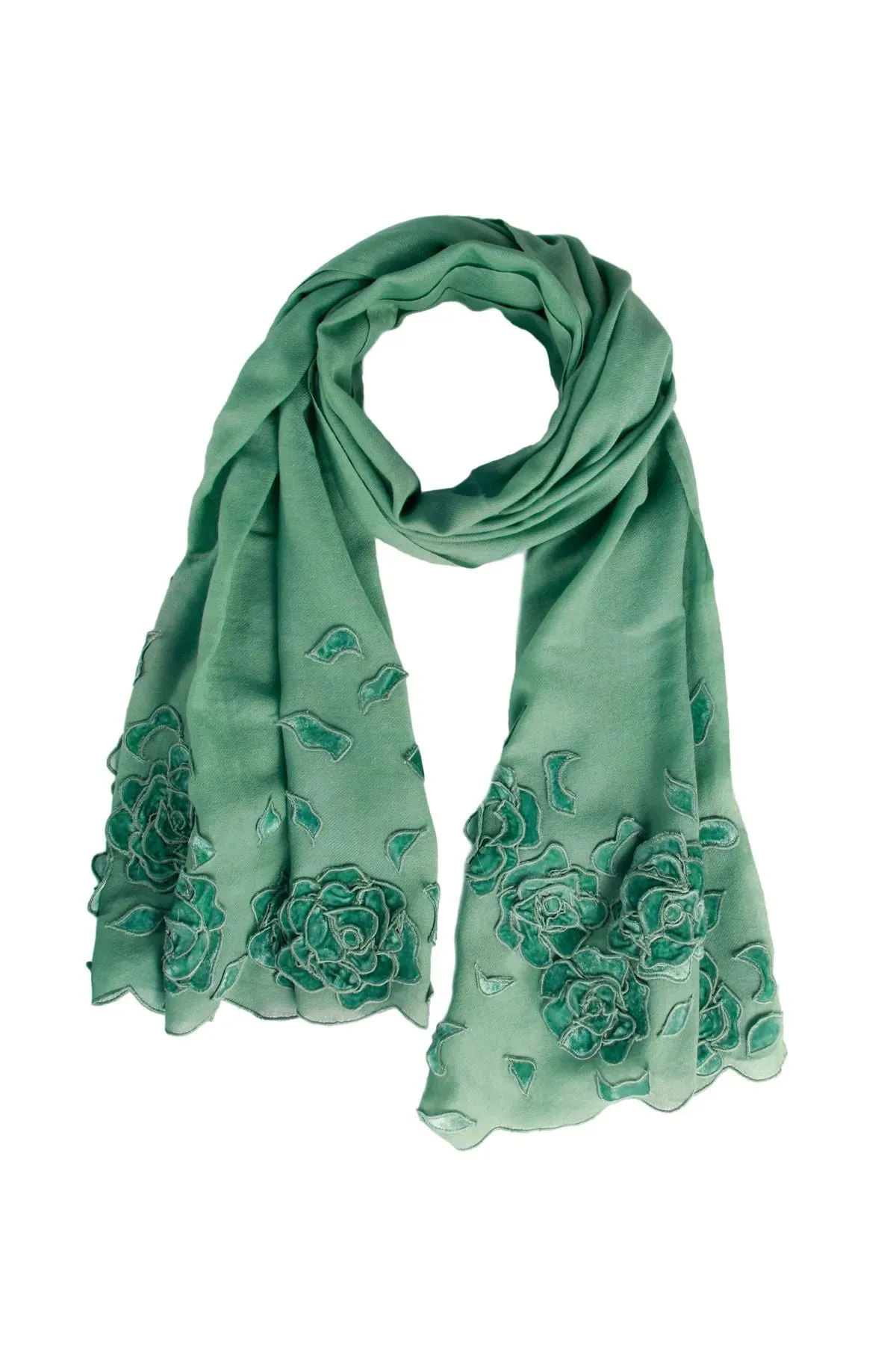 Wool Velvet Flower Scarf