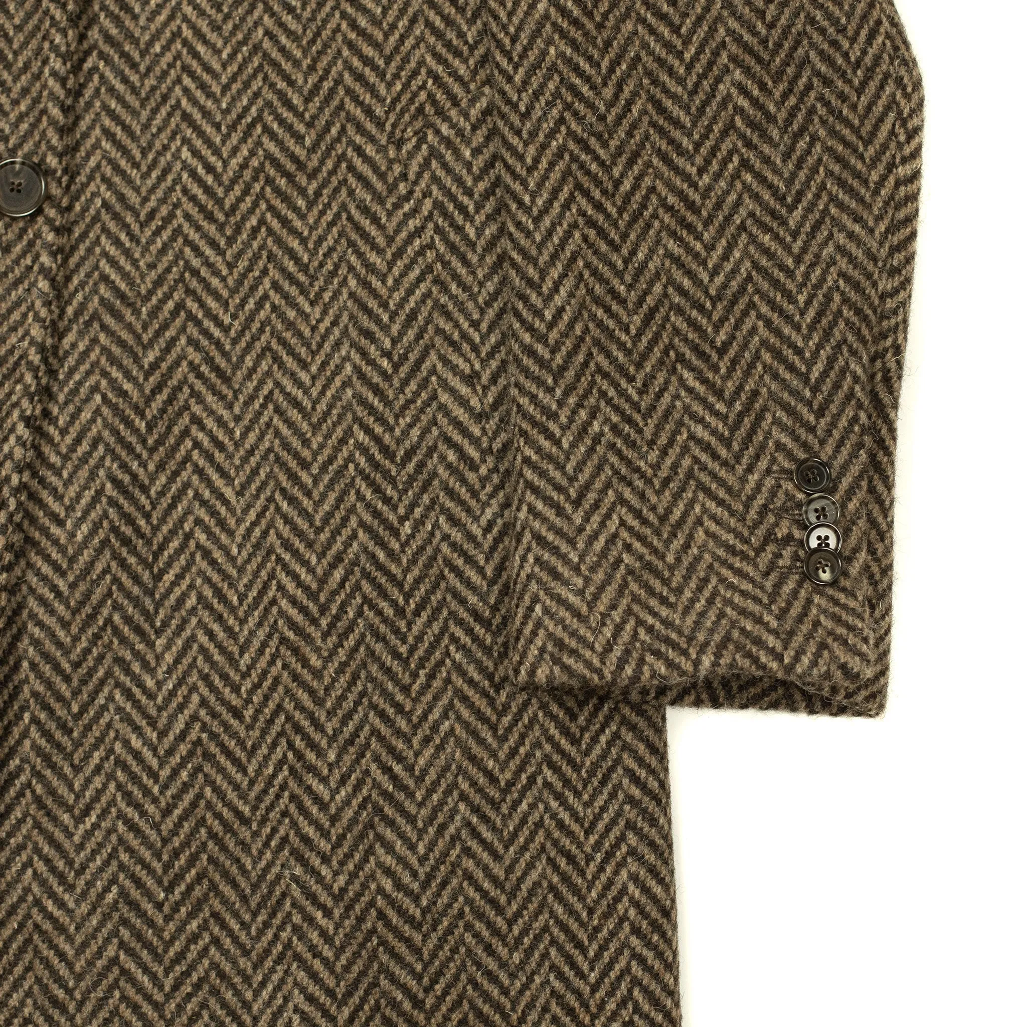 x Sartoria Carrara: Chesterfield coat in brown and chocolate herringbone undyed wool