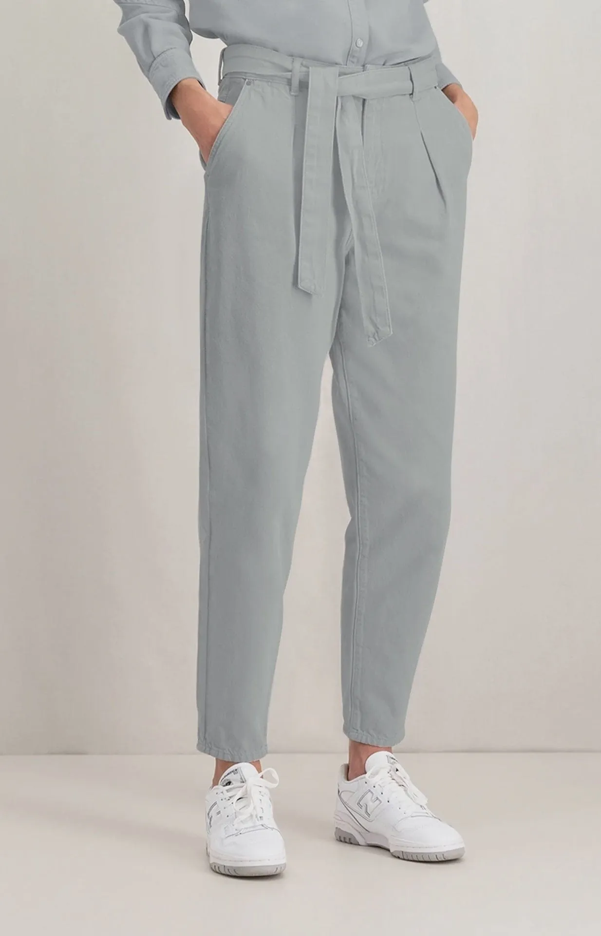 Yaya High Waist Denim Balloon Leg Trousers