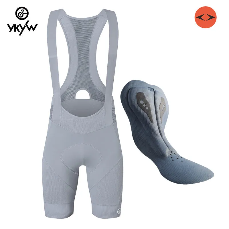 YKYW 2024 Men’s Cycling Bib Shorts Elastic Interface Paris 7H 3D Coolmax Padded Rhino Gray