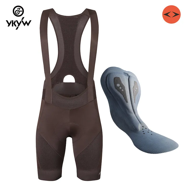 YKYW 2024 Men’s Cycling Bib Shorts Elastic Interface Paris 7H 3D Coolmax Padded Rhino Gray