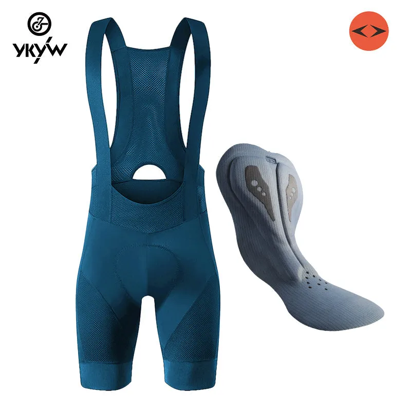 YKYW 2024 Men’s Cycling Bib Shorts Elastic Interface Paris 7H 3D Coolmax Padded Rhino Gray