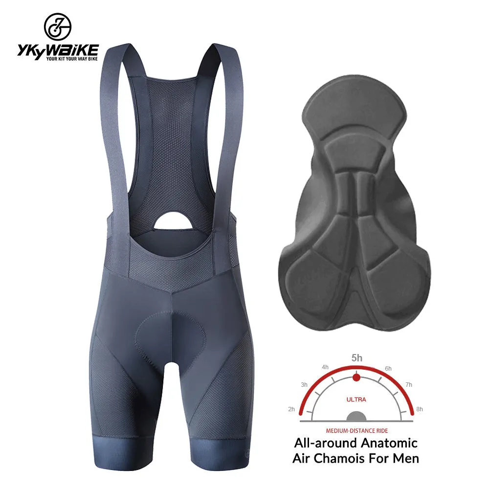 YKYW 2024 Men’s Cycling Bib Shorts Elastic Performance 5H Padded Tights Black Striped Ribbon