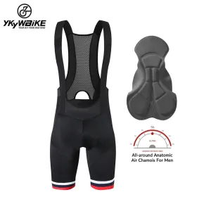 YKYW 2024 Men’s Cycling Bib Shorts Elastic Performance 5H Padded Tights Black Striped Ribbon