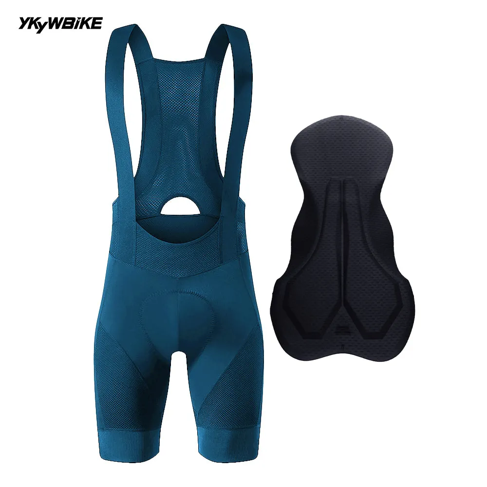 YKYW 2024 Men’s Cycling Bib Shorts Elastic Performance 6H Padded Belgian Sponge Cushion Tights Shorts Peacock Blue