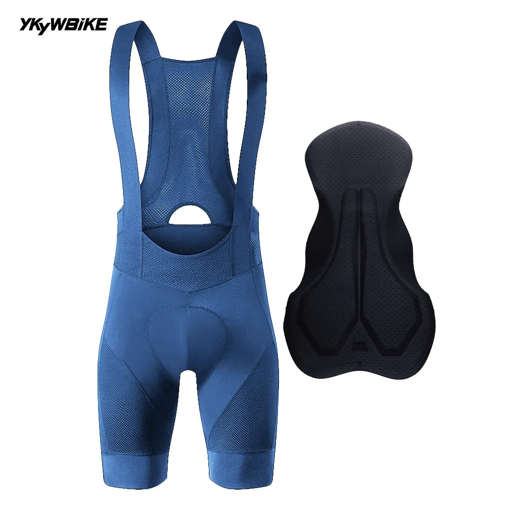 YKYW 2024 Men’s Cycling Bib Shorts Elastic Performance 6H Padded Belgian Sponge Cushion Tights Shorts Peacock Blue