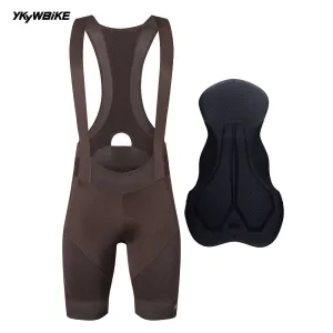 YKYW 2024 Men’s Cycling Bib Shorts Elastic Performance 6H Padded Tights Coffee Color