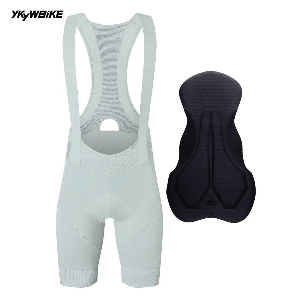 YKYW 2024 Summer Men’s Solid Color Cycling Bib Shorts Elastic Performance 6H Padded Tights Blue Color