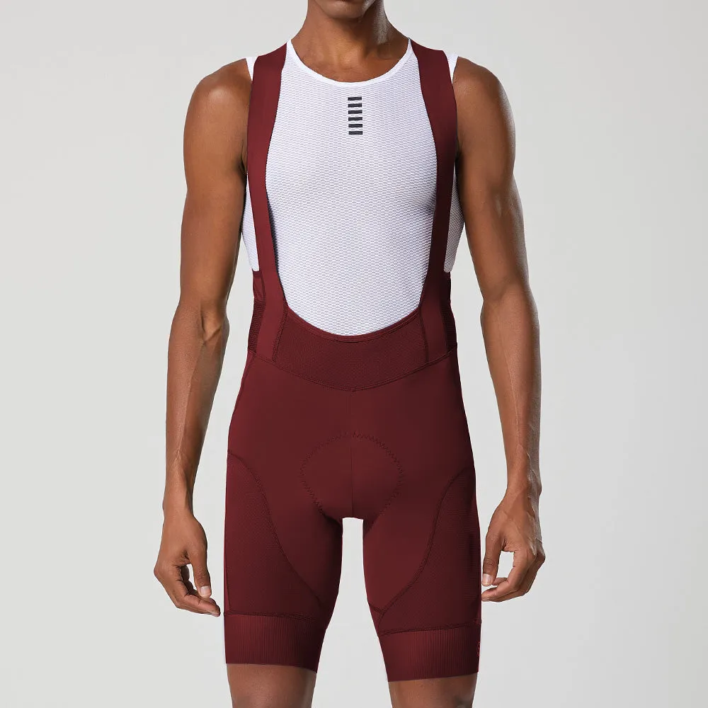 YKYW Men's Cycling Bib Shorts 6H Padded Tights Quick-Dry Wine Red