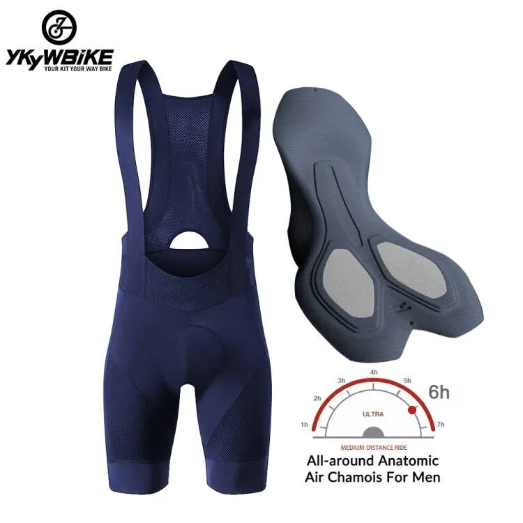 YKYW Men’s Cycling Bib Shorts Elastic Performance 6H Padded Tights Darkblue